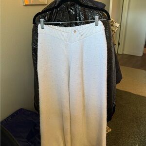 Cream Wide-Leg Knit Jeans - Unbranded